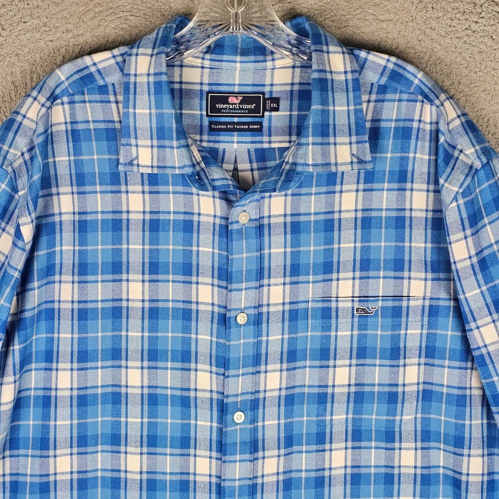 Vineyard Vines Button Down Mens XXL Blue Classic Fit Tucker Shirt Plaid 1W3540